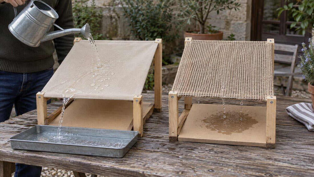 Realistischer Wassertest von wasserdichtem Polyester und wasserdurchlässigem HDPE für Sonnensegel