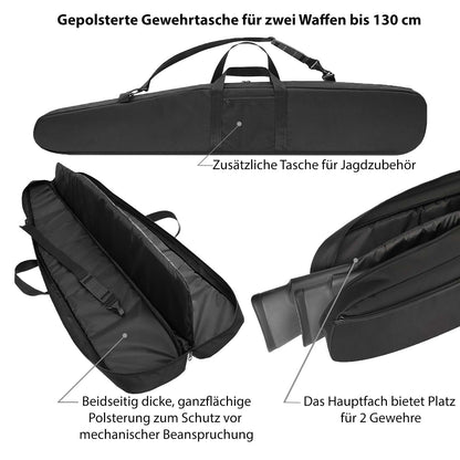 Doppel-Gewehrfutteral 130 cm für zwei Langwaffen mit Zielfernrohr und Außentaschen