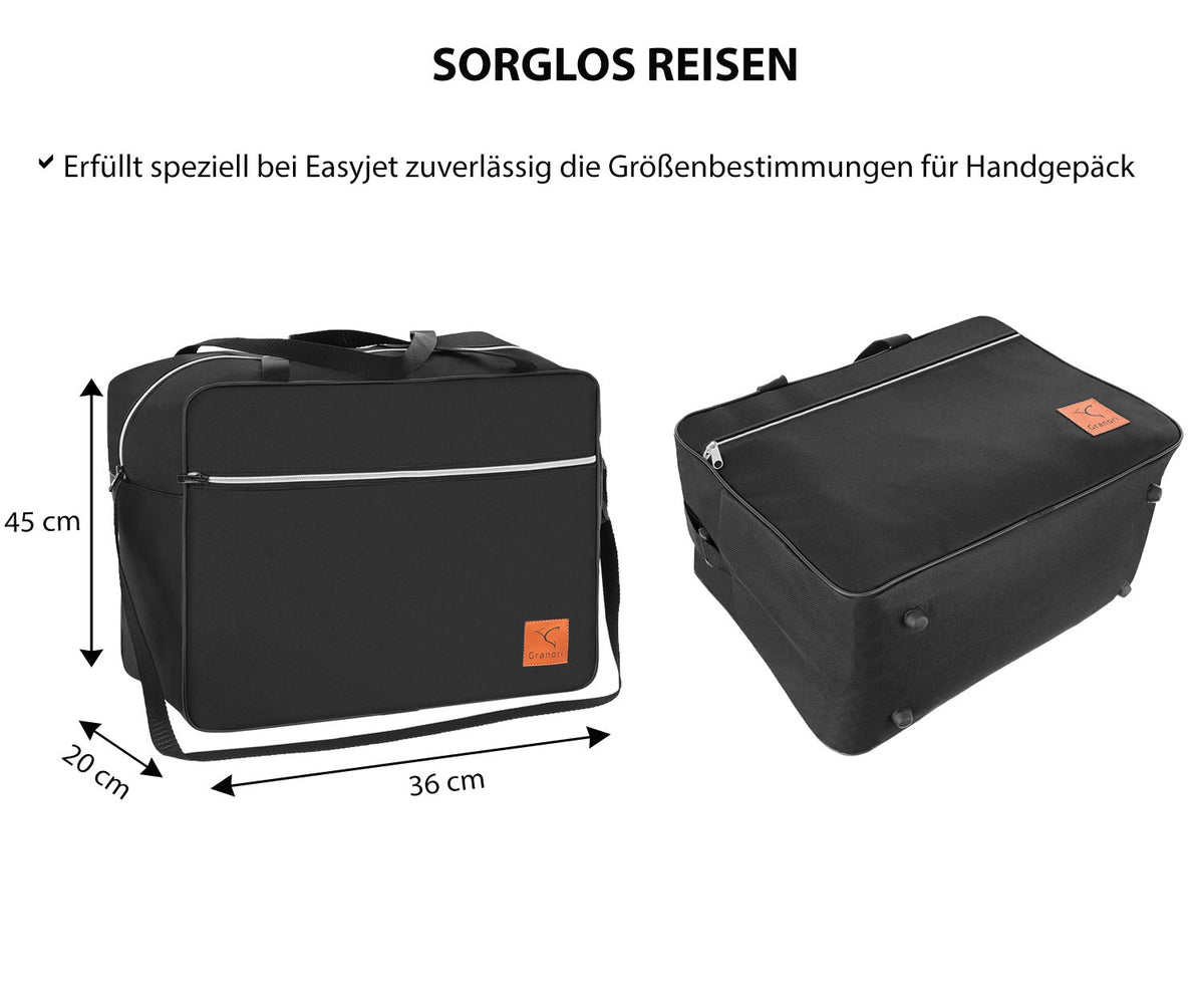 Handgepäck Tasche 45x36x20 cm für Easyjet Flugzeug Flüge in schwarz Maße Beschreibung
