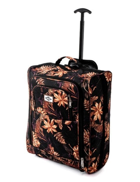 Handgepäck Trolley 55x40x20 cm mit schickem Blättermuster für Flugzeug Reisen; über 40 Liter Fassungsvermögen