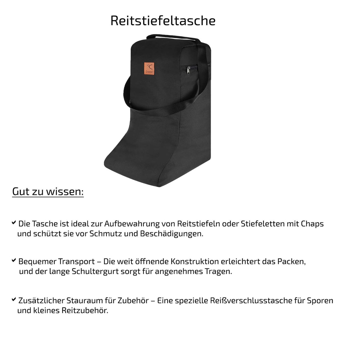 Reitstiefeltasche mit Schultergurt