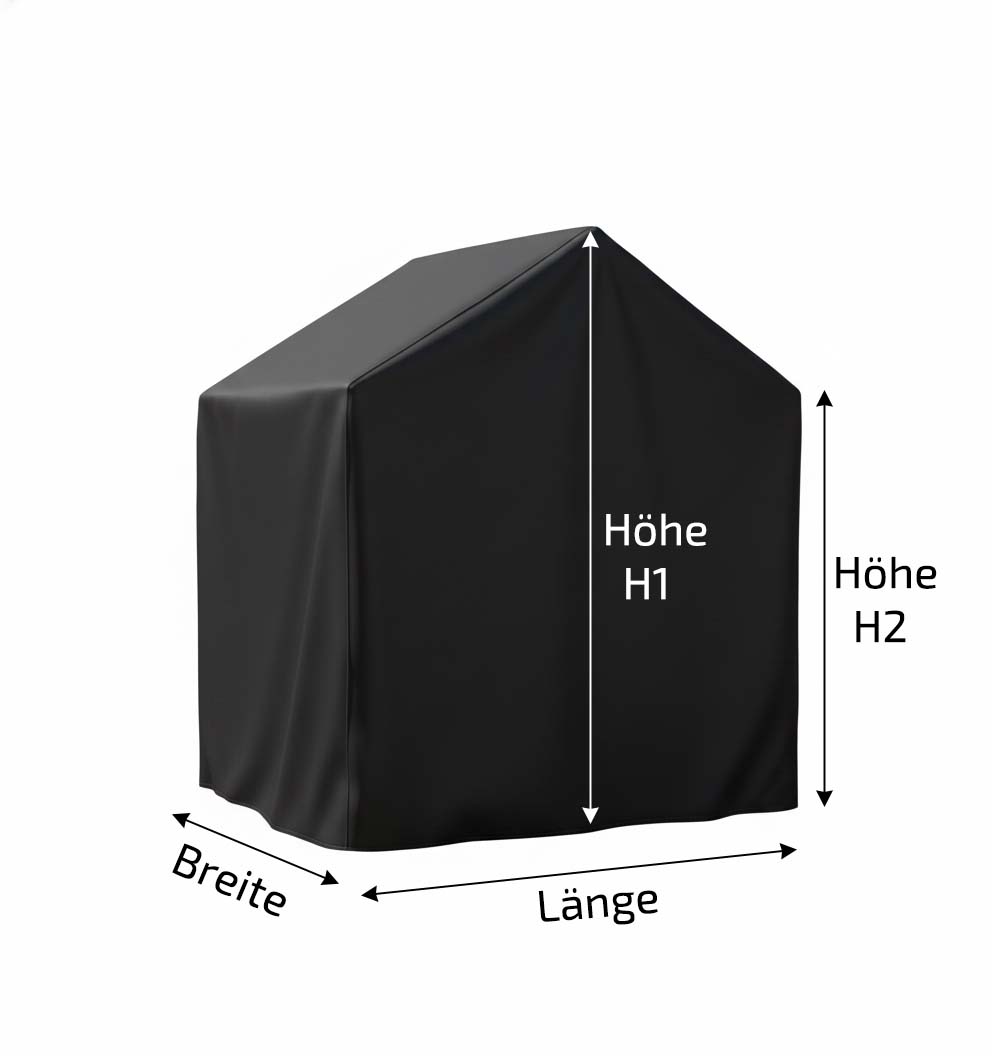 Passgenaue maßgefertigte Abdeckhaube für ein Gartenhaus mit individueller Form