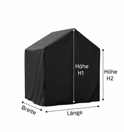 Passgenaue maßgefertigte Abdeckhaube für ein Gartenhaus mit individueller Form