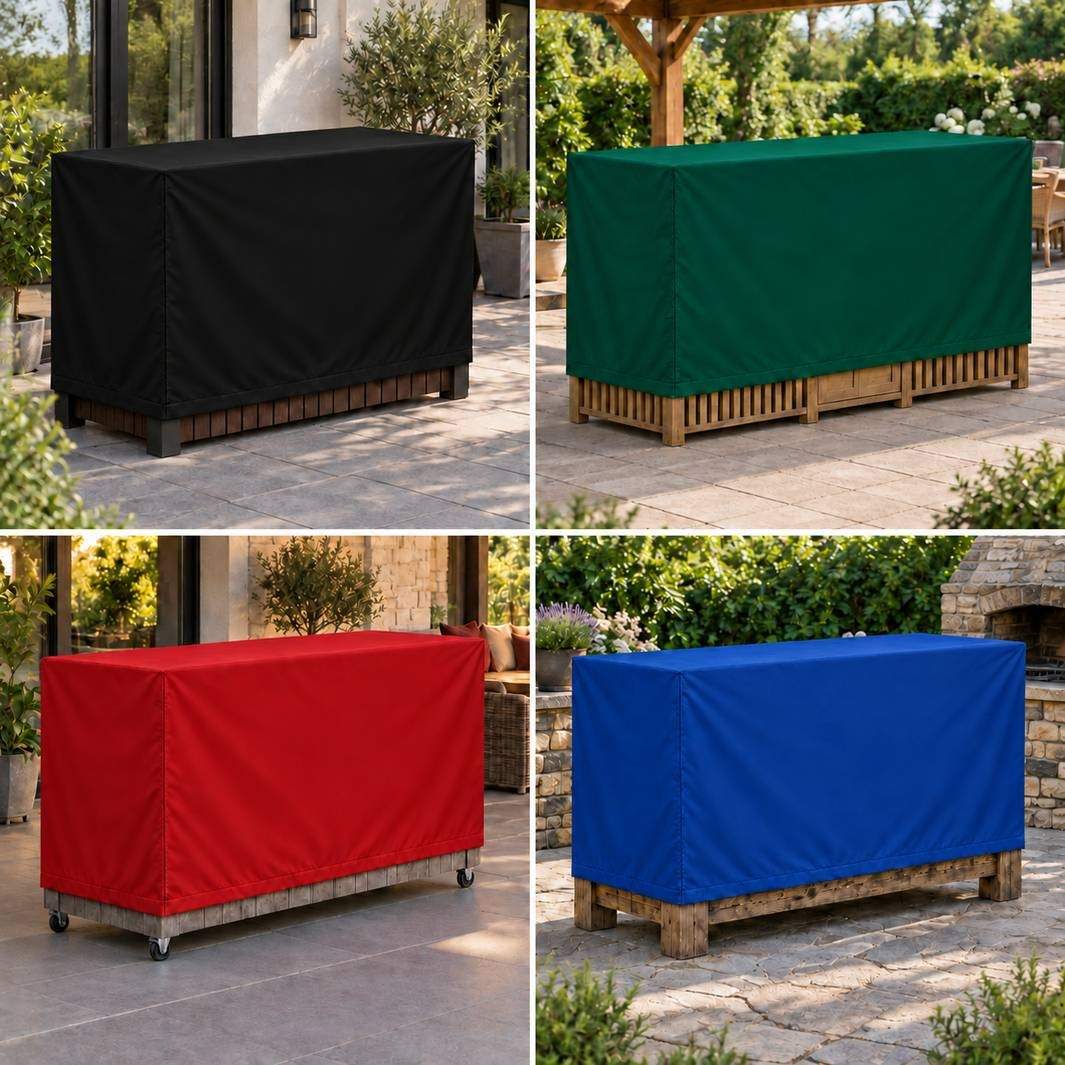 UV-beständige Abdeckungen für Outdoor Bars in Schwarz, Grün, Rot und Blau im Garten