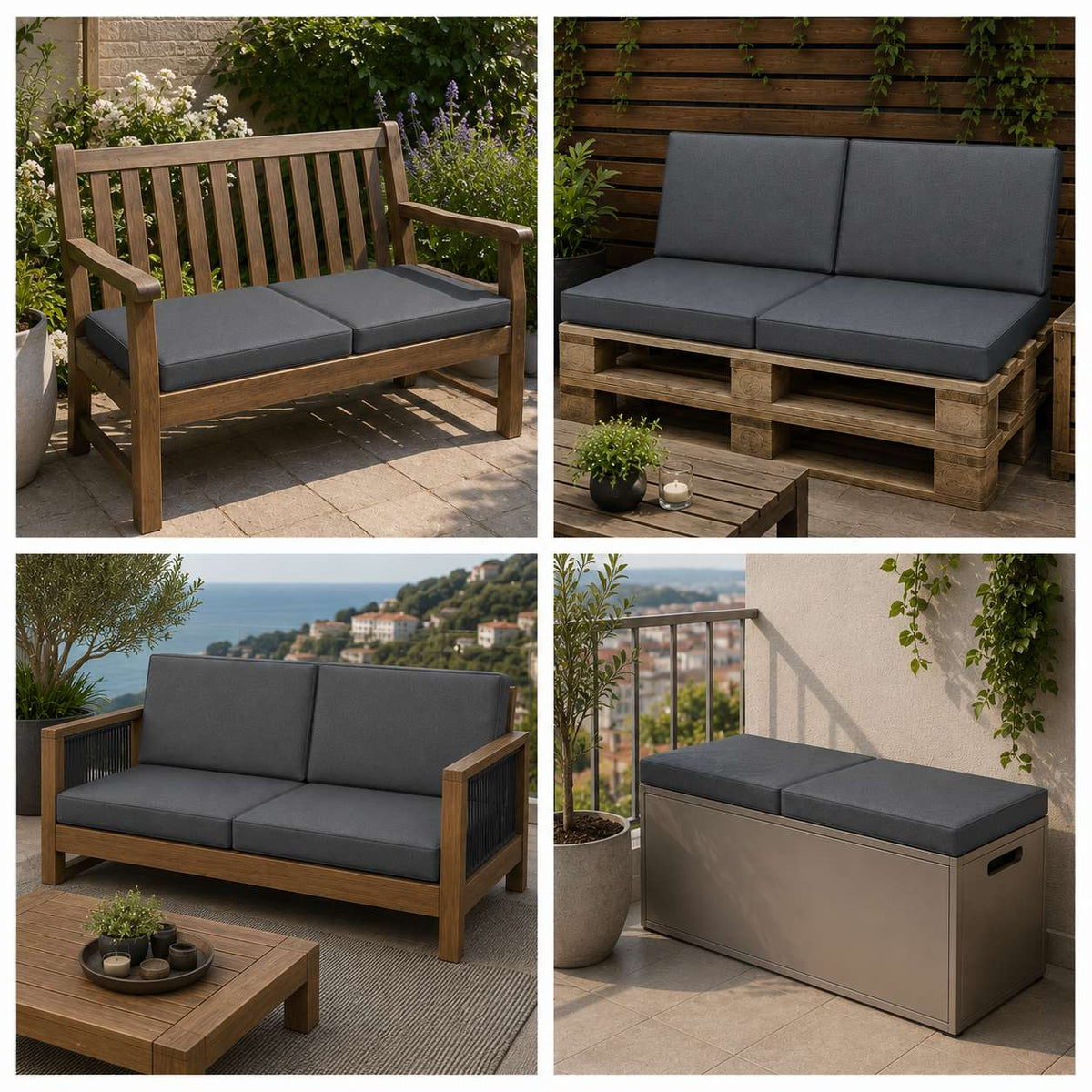 Sitzkissen nach Maß für Gartenbank, Palettenmöbel, Lounge und Sitztruhe