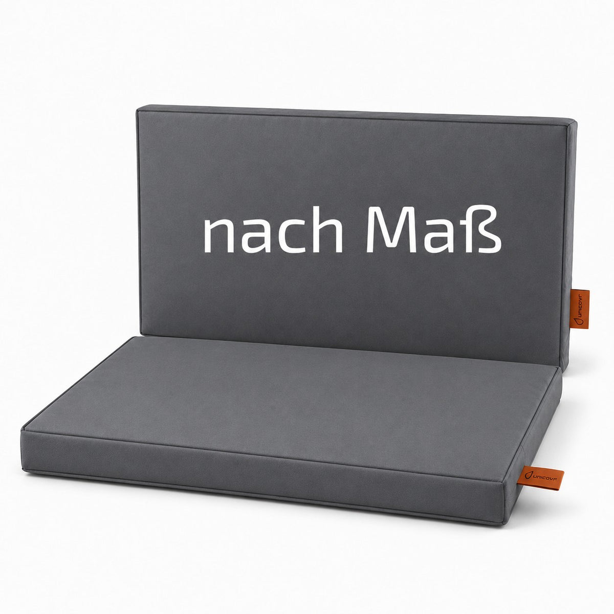 Graues Sitzkissen und Rückenpolster nach Maß